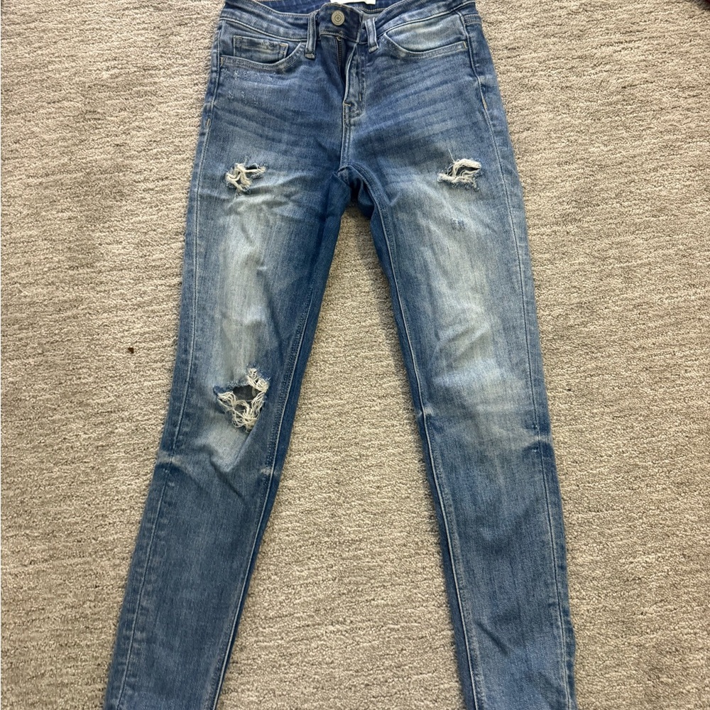 Flying Monkey Blue Distressed Skinny Jeans